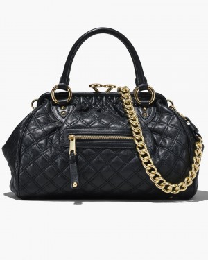 Black Marc Jacobs Re-Edition Quilted Leather Stam Bag | 901MQVIHE