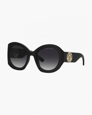 Black Marc Jacobs The Crystal J Marc Oversized Sunglasses | 386ILKFZY