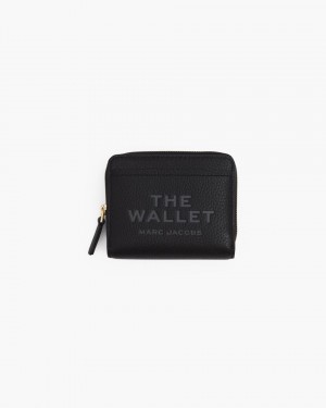 Black Marc Jacobs The Leather Mini Compact Wallet | 438DFZPQX