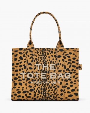 Black Multicolor Marc Jacobs The Cheetah Canvas Large Tote Bag | 210BWSTQD