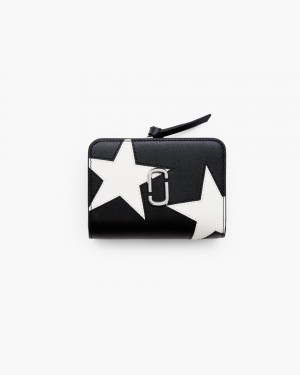 Black / White Marc Jacobs The Star Patchwork Mini Compact Wallet | 037HJNKBF