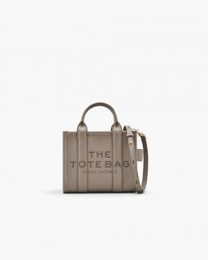 Cement Marc Jacobs The Leather Crossbody Tote Bag | 508KJYLAG