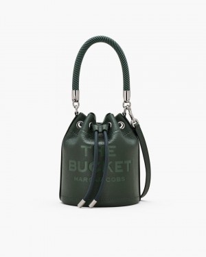 Dark Green Marc Jacobs The Leather Bucket Bag | 437IPTSLC