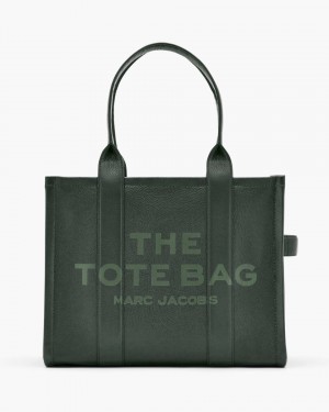 Dark Green Marc Jacobs The Leather Large Tote Bag | 927CGEPFV