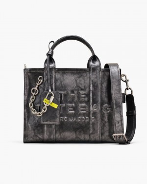 Dark Grey Marc Jacobs The Metallic Distressed Medium Tote Bag | 105GJMKZD