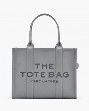 Grey Marc Jacobs The Leather Large Tote Bag | 023NZACJW