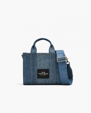 Light Blue Marc Jacobs The Crystal Denim Small Tote Bag | 715CJSMLX