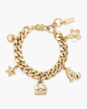 Light Gold Marc Jacobs The Mini Icon Charm Bracelet | 816ZSDXWT