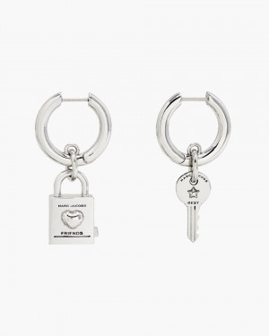 Light Silver Marc Jacobs Friendship Padlock Earrings | 127CMKUSR