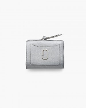 Silver Marc Jacobs The Metallic Utility Snapshot Mini Compact Wallet | 793DCSOJR