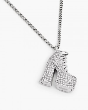 Silver Marc Jacobs The Pave Kiki Boot Necklace | 201PLNTZA