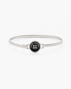 Silver / Black Marc Jacobs The Button Hinge Bracelet | 089IPMLDB