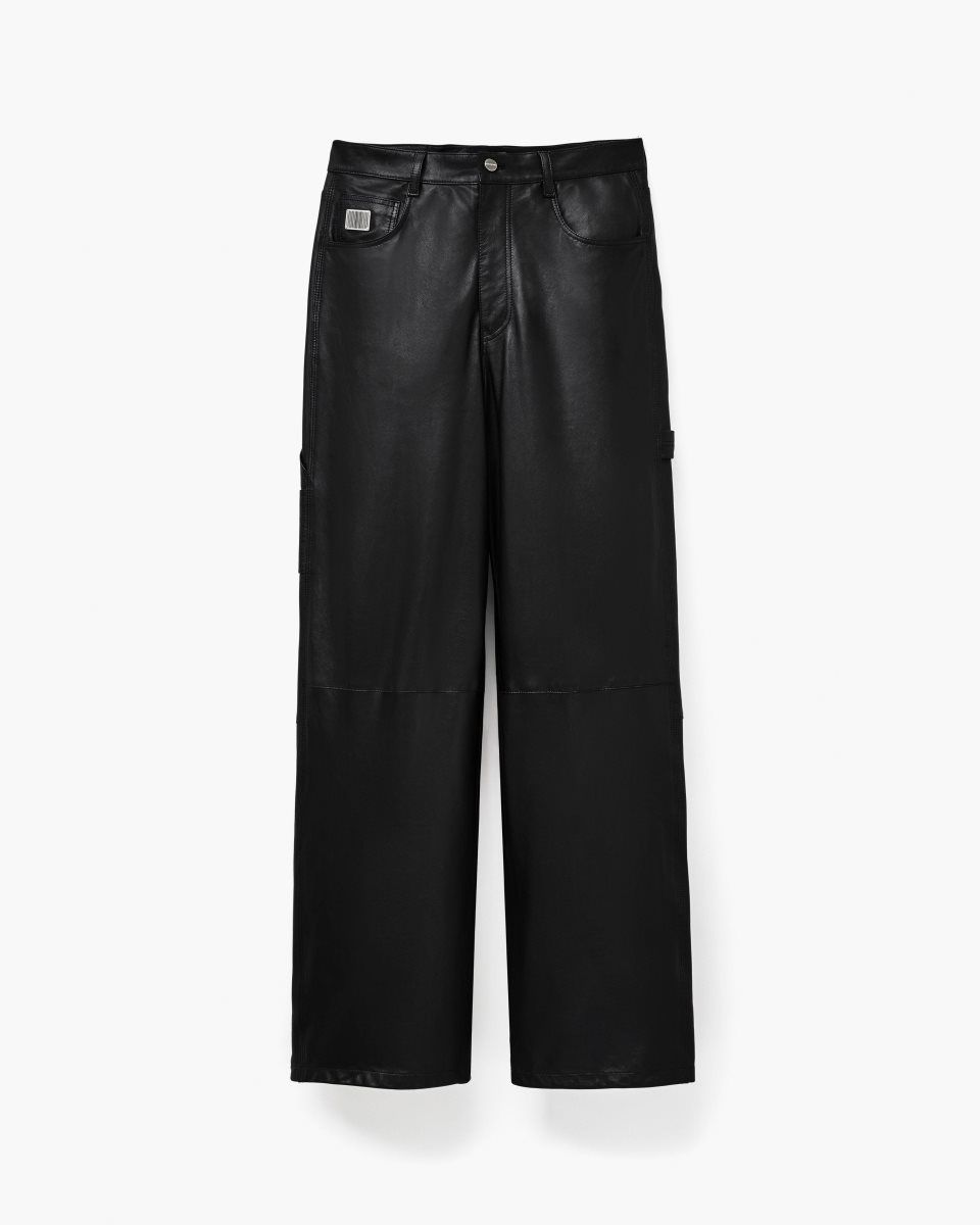 Black Marc Jacobs Oversized Leather Pant | 628IWUNOL