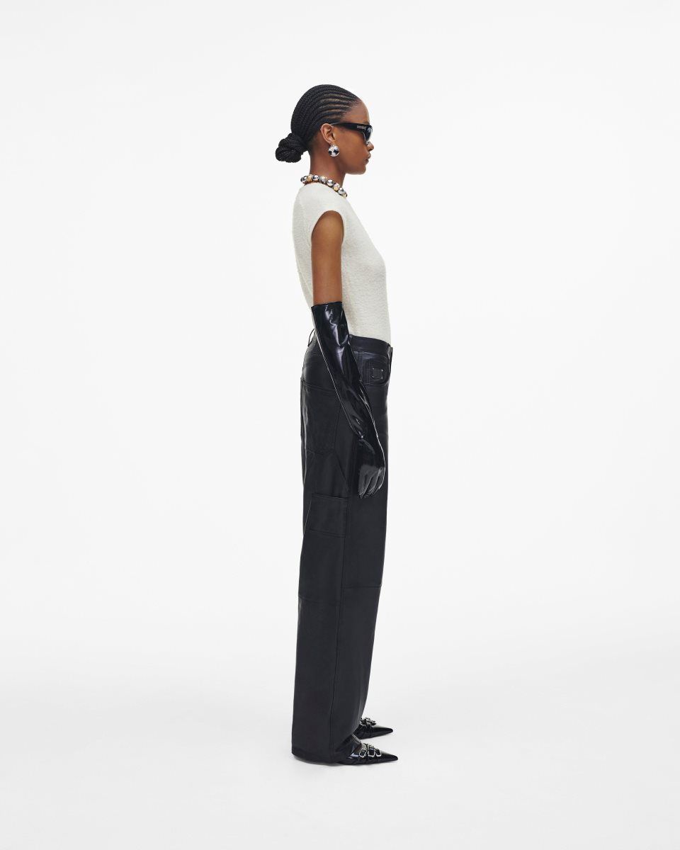 Black Marc Jacobs Oversized Leather Pant | 628IWUNOL