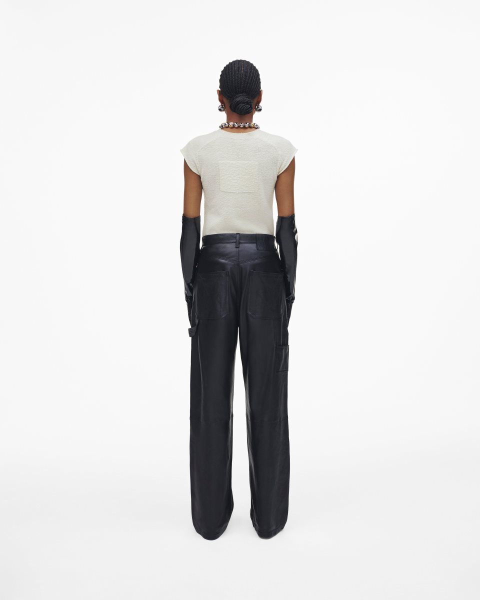 Black Marc Jacobs Oversized Leather Pant | 628IWUNOL