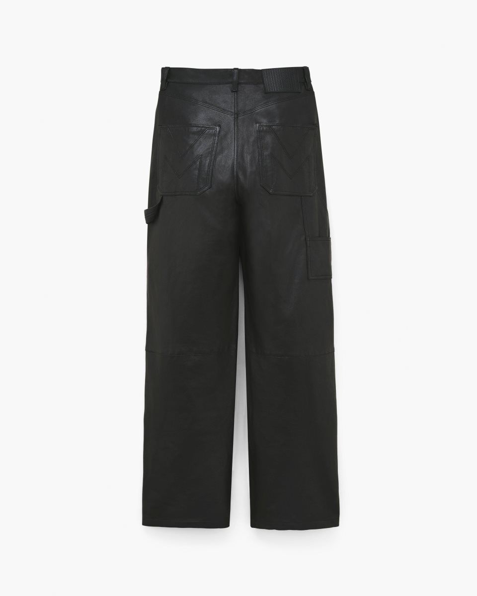 Black Marc Jacobs Oversized Leather Pant | 628IWUNOL