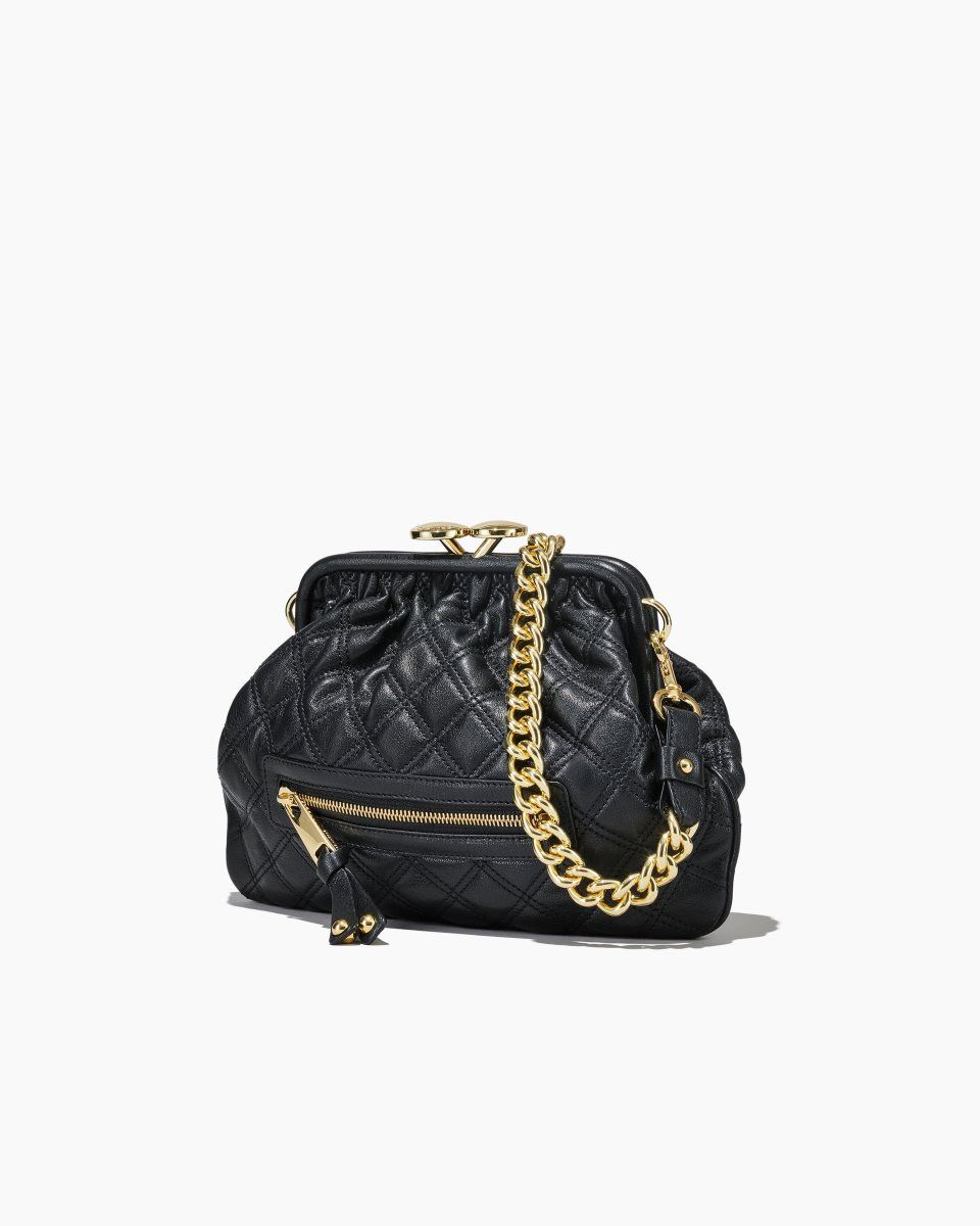 Black Marc Jacobs Re-Edition Quilted Leather Little Stam Bag | 382NQSVEC