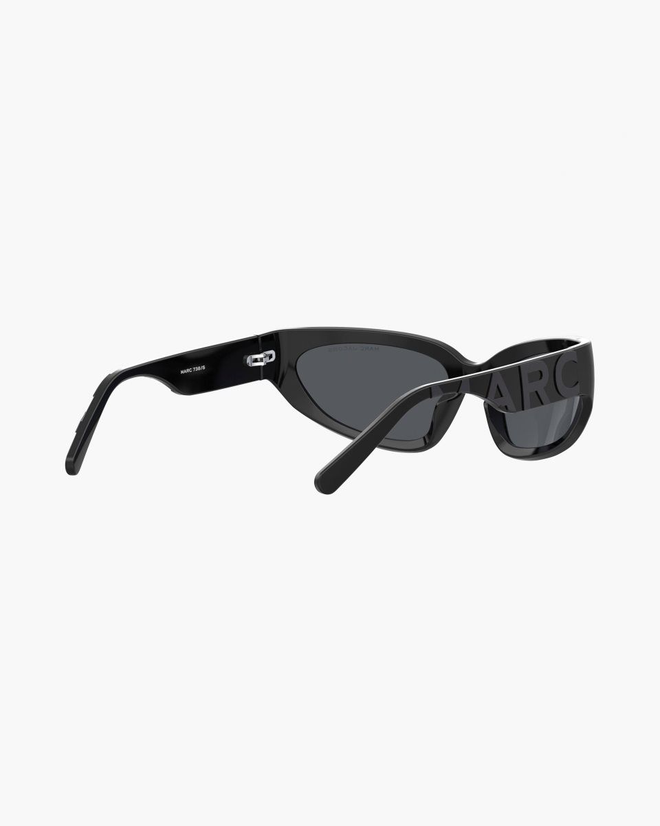 Black Marc Jacobs The Bold Logo Wrapped Mirrored Sunglasses | 971IXAKWE