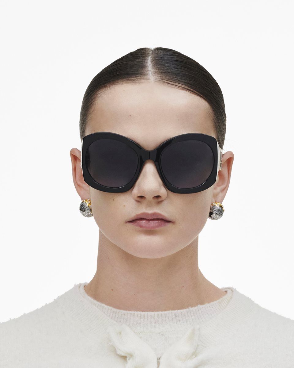 Black Marc Jacobs The Crystal J Marc Oversized Sunglasses | 386ILKFZY