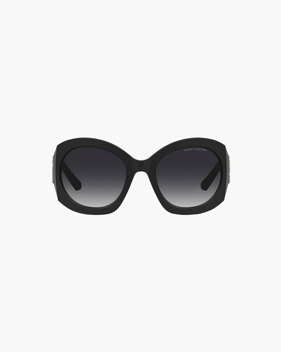 Black Marc Jacobs The Crystal J Marc Oversized Sunglasses | 386ILKFZY