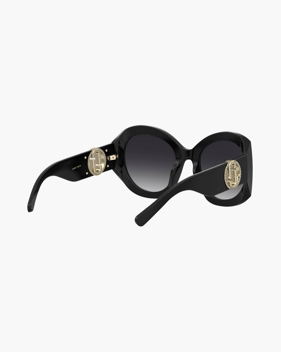 Black Marc Jacobs The Crystal J Marc Oversized Sunglasses | 386ILKFZY