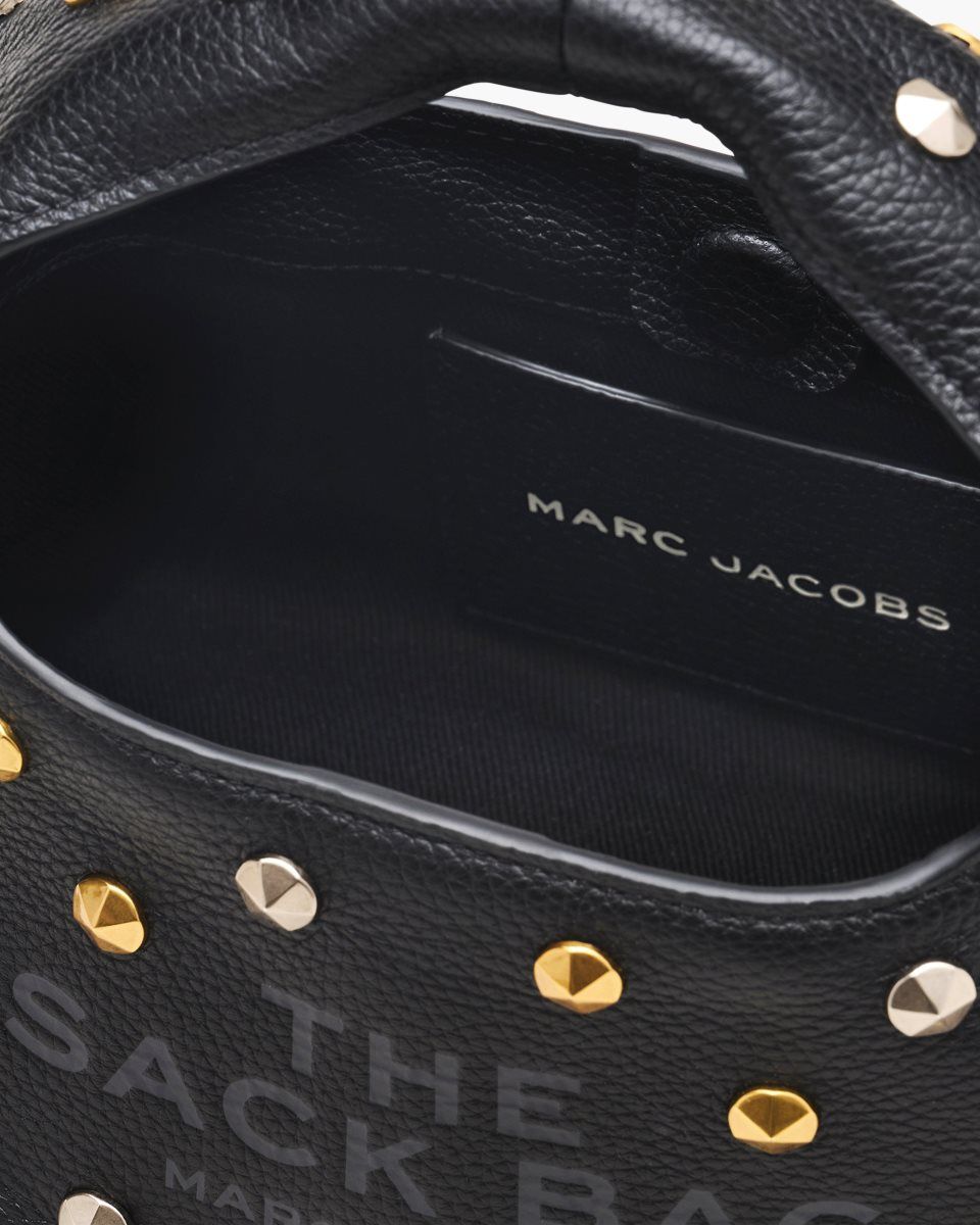 Black Marc Jacobs The Glam Studs Leather Mini Sack Bag | 105OSJIVE