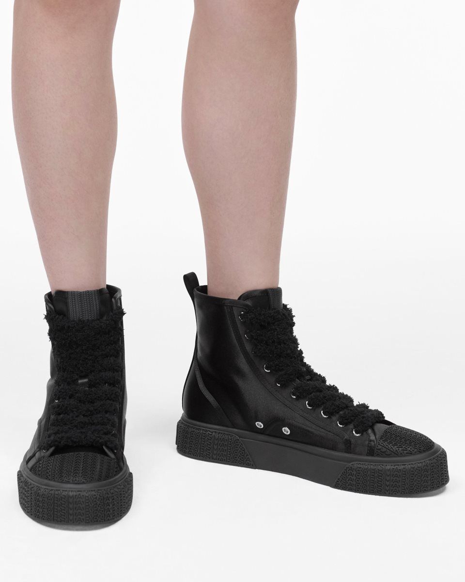 Black Marc Jacobs The High Top Satin Sneaker | 613KUPMWO