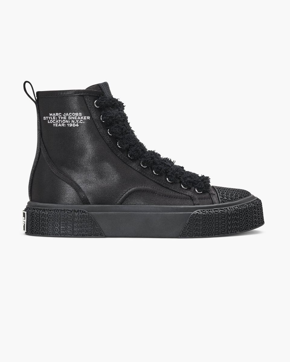 Black Marc Jacobs The High Top Satin Sneaker | 613KUPMWO