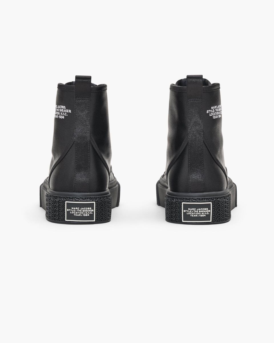 Black Marc Jacobs The High Top Satin Sneaker | 613KUPMWO