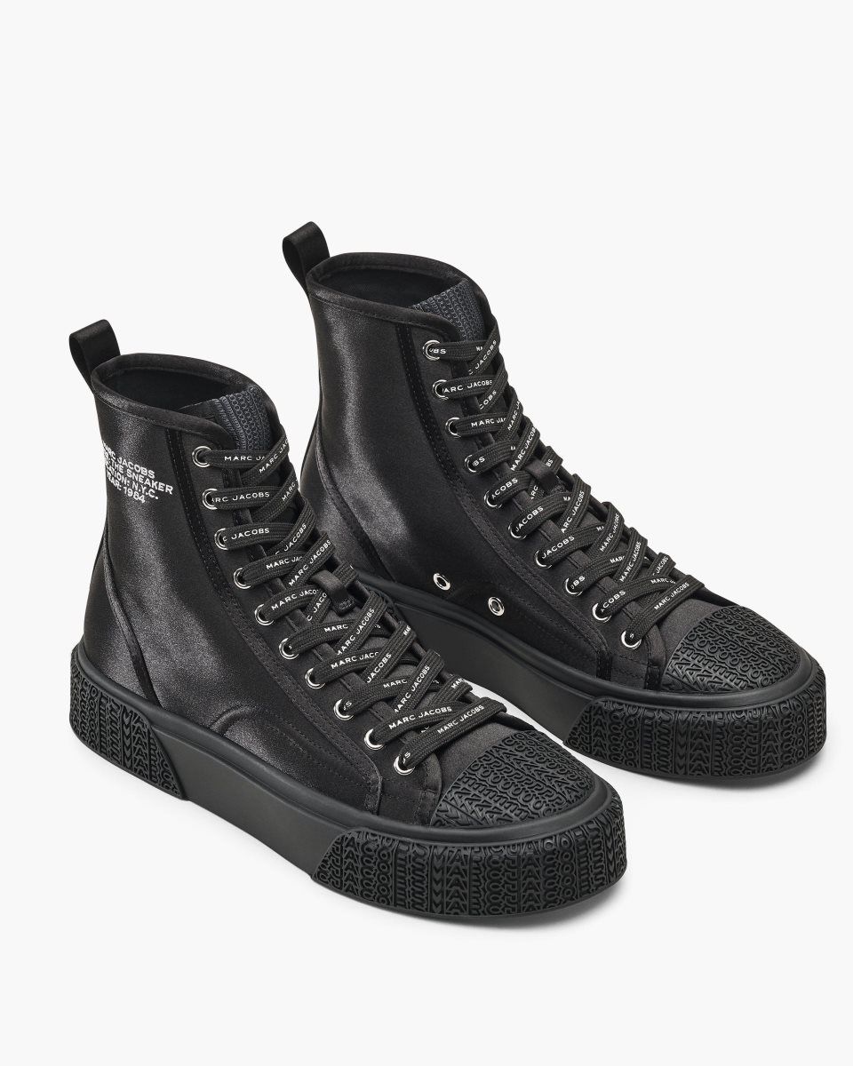 Black Marc Jacobs The High Top Satin Sneaker | 613KUPMWO