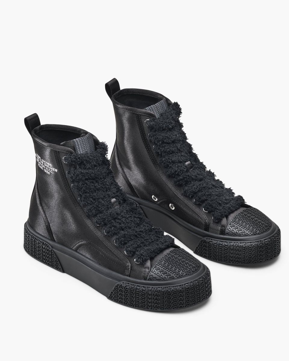 Black Marc Jacobs The High Top Satin Sneaker | 613KUPMWO