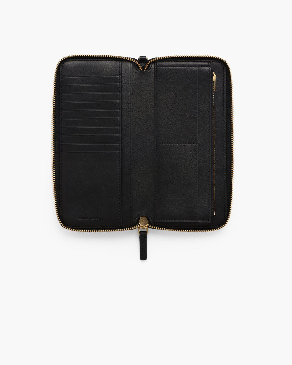 Black Marc Jacobs The Leather Continental Wallet | 435HQVWGJ