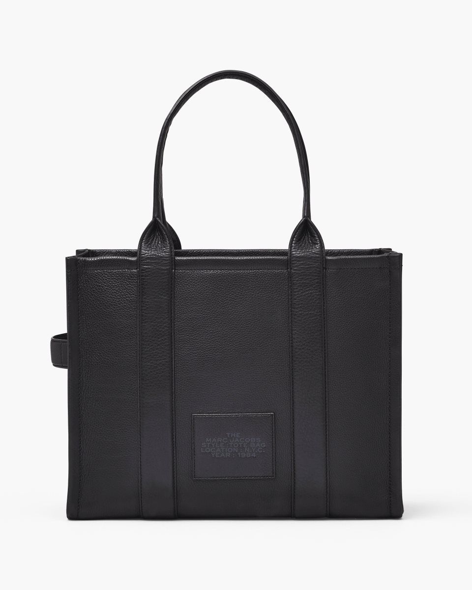 Black Marc Jacobs The Leather Large Tote Bag | 685VPFEKC