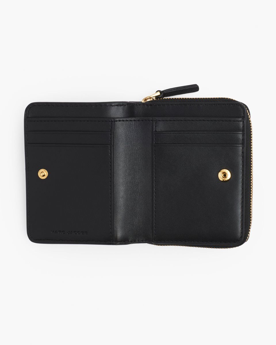 Black Marc Jacobs The Leather Mini Compact Wallet | 438DFZPQX