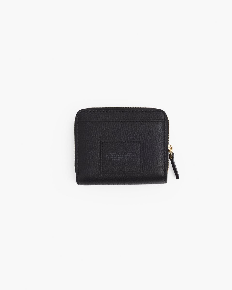 Black Marc Jacobs The Leather Mini Compact Wallet | 438DFZPQX