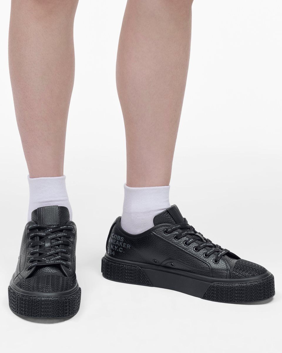 Black Marc Jacobs The Leather Sneaker | 740QNAZXE