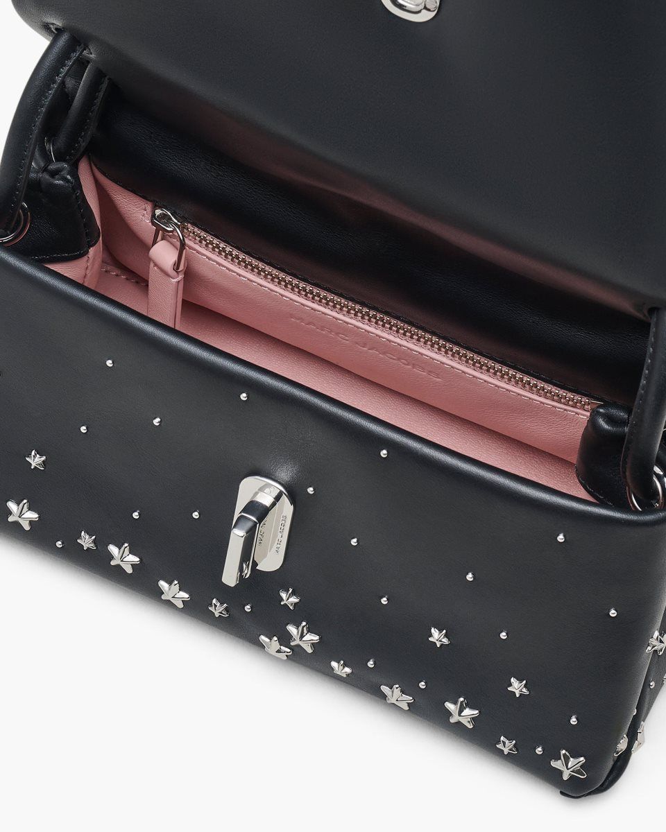 Black Marc Jacobs The Star-Studded Leather Mini Dual Bag | 280NFEIWU