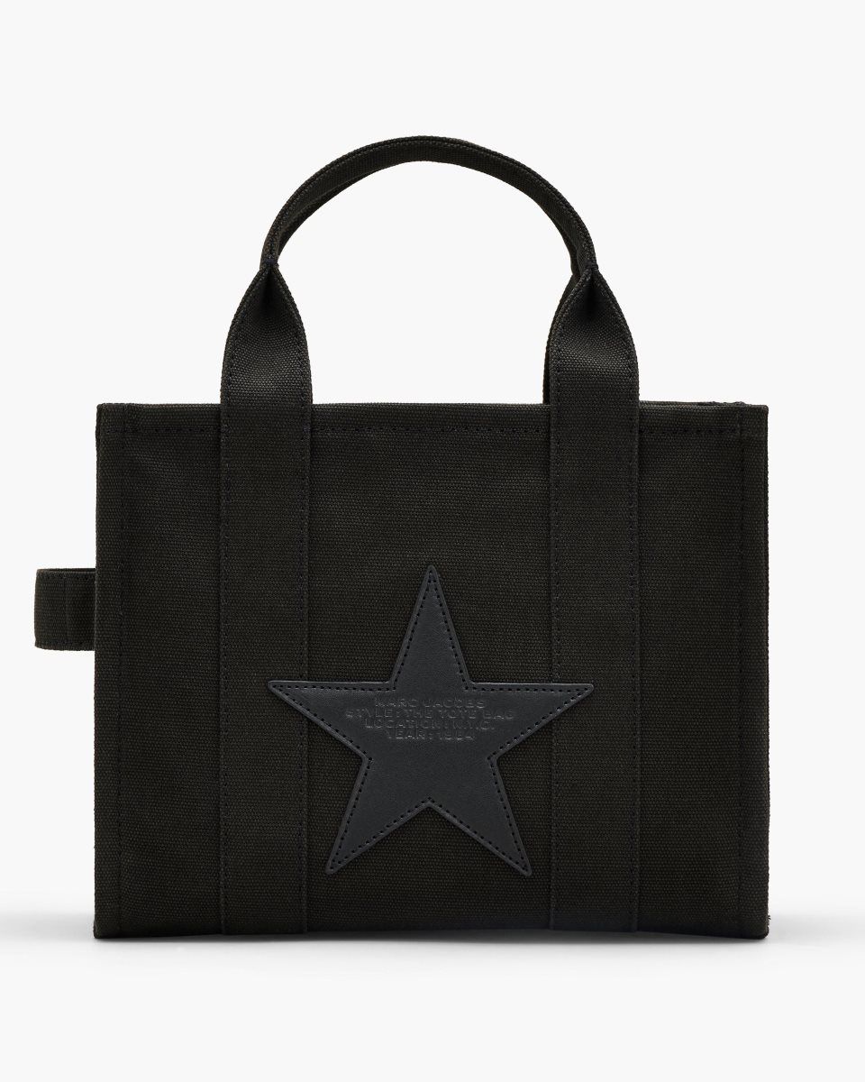 Black Marc Jacobs The Star Canvas Small Tote Bag | 509XIMNLF