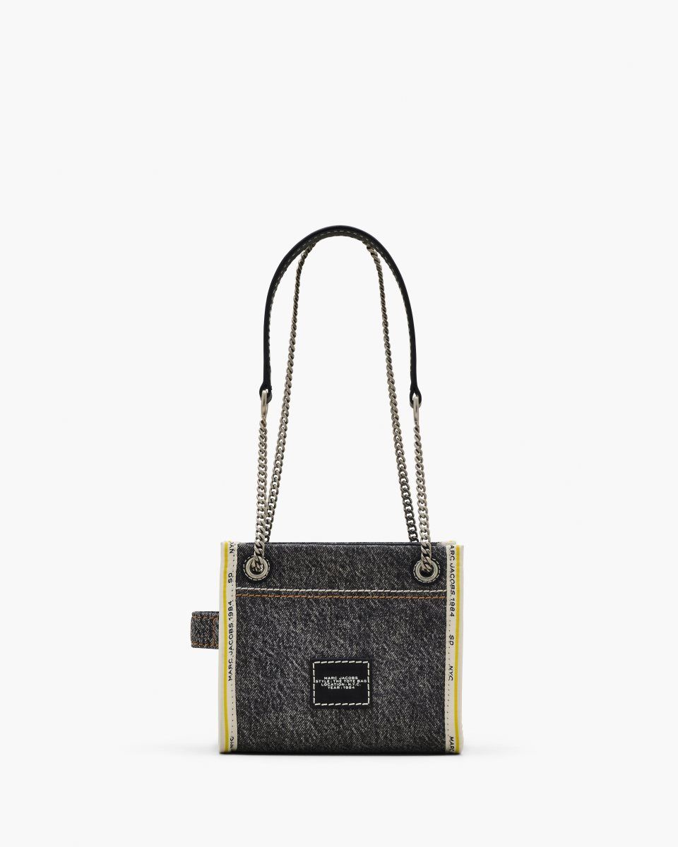 Black Wash Marc Jacobs The Denim Chain Crossbody Tote Bag | 403VUWPKY