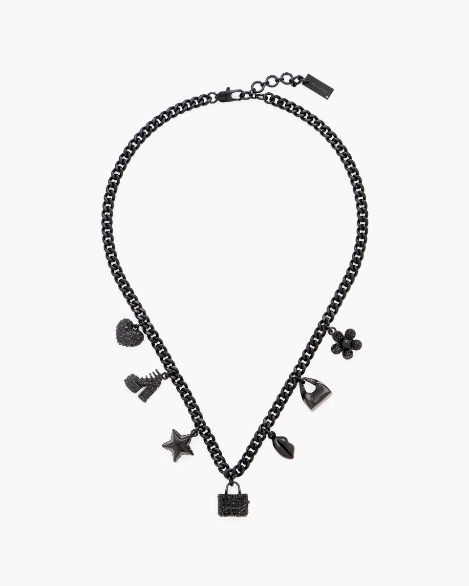 Black / Black Marc Jacobs Mini Icon Pave Charm Necklace | 140CHMKUL