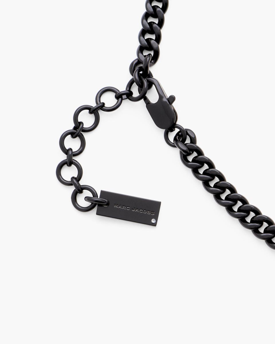 Black / Black Marc Jacobs Mini Icon Pave Charm Necklace | 140CHMKUL