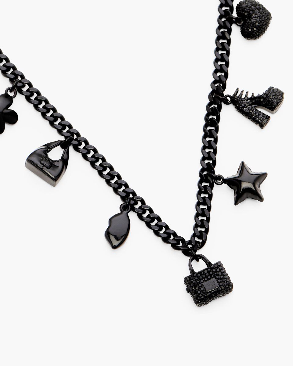 Black / Black Marc Jacobs Mini Icon Pave Charm Necklace | 140CHMKUL