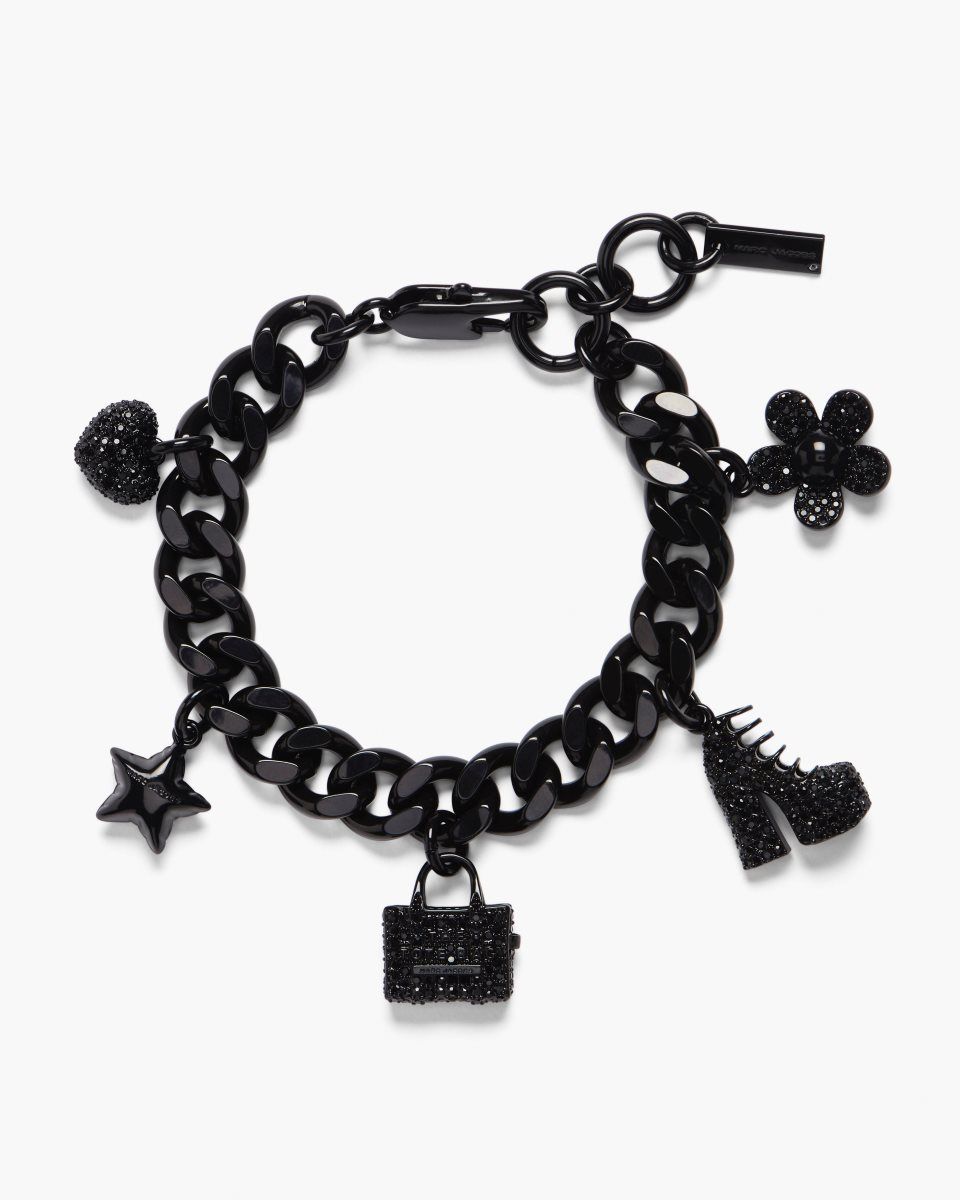 Black / Black Marc Jacobs The Pave Mini Icon Charm Bracelet | 729GOJPZH