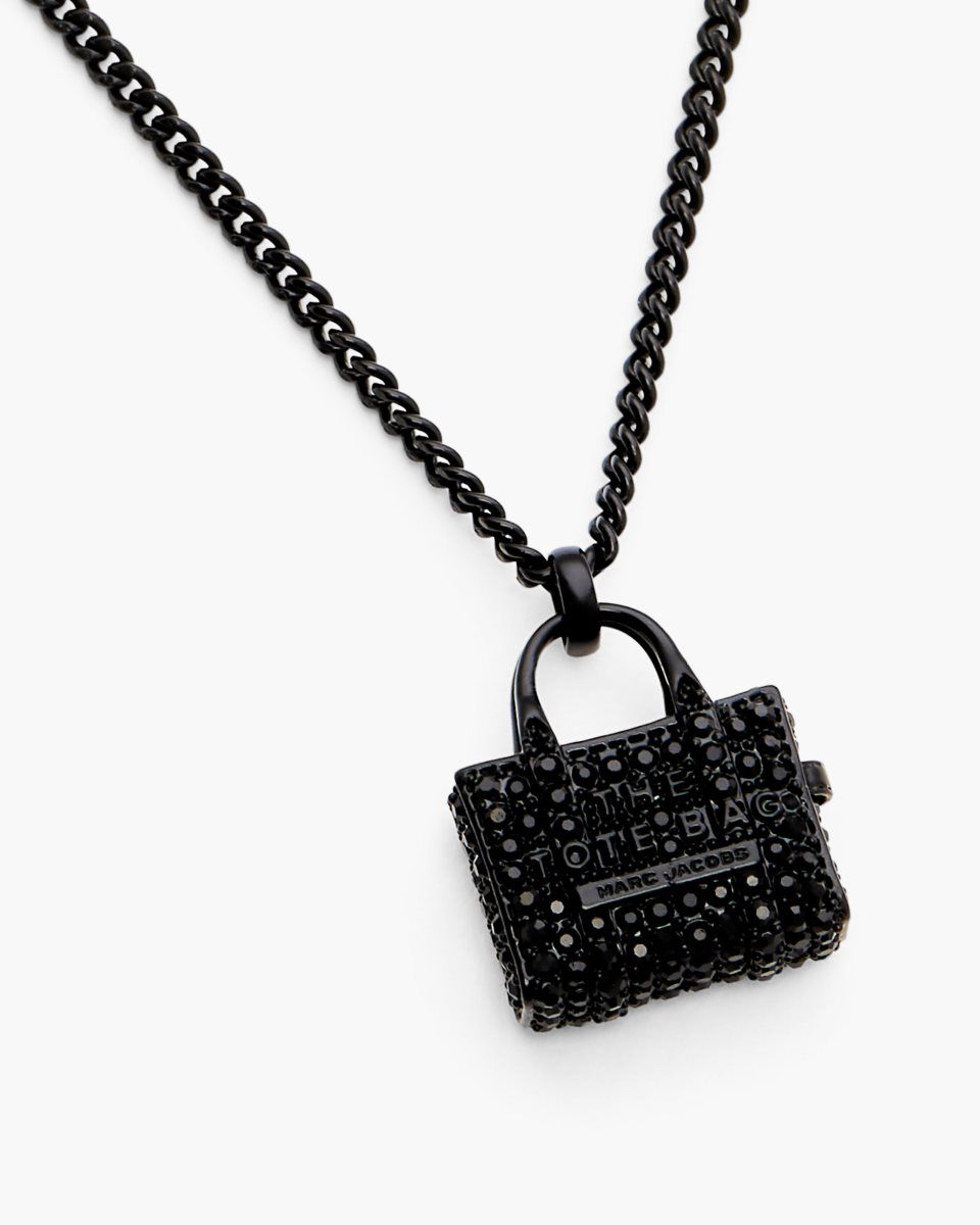 Black / Black Marc Jacobs The Pave Tote Bag Necklace | 932ADUKIJ