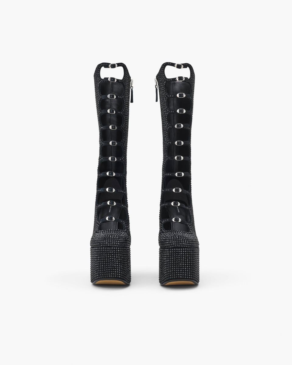 Black / Black Marc Jacobs The Rhinestone Kiki Knee-High Boot | 536GOQUCH