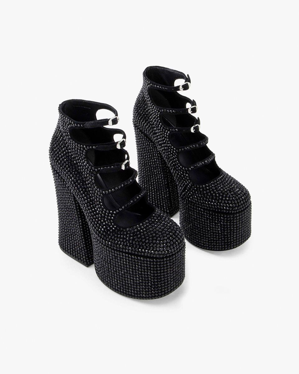 Black / Black Marc Jacobs The Rhinestone Kiki Ankle Boot | 709VEJUTW