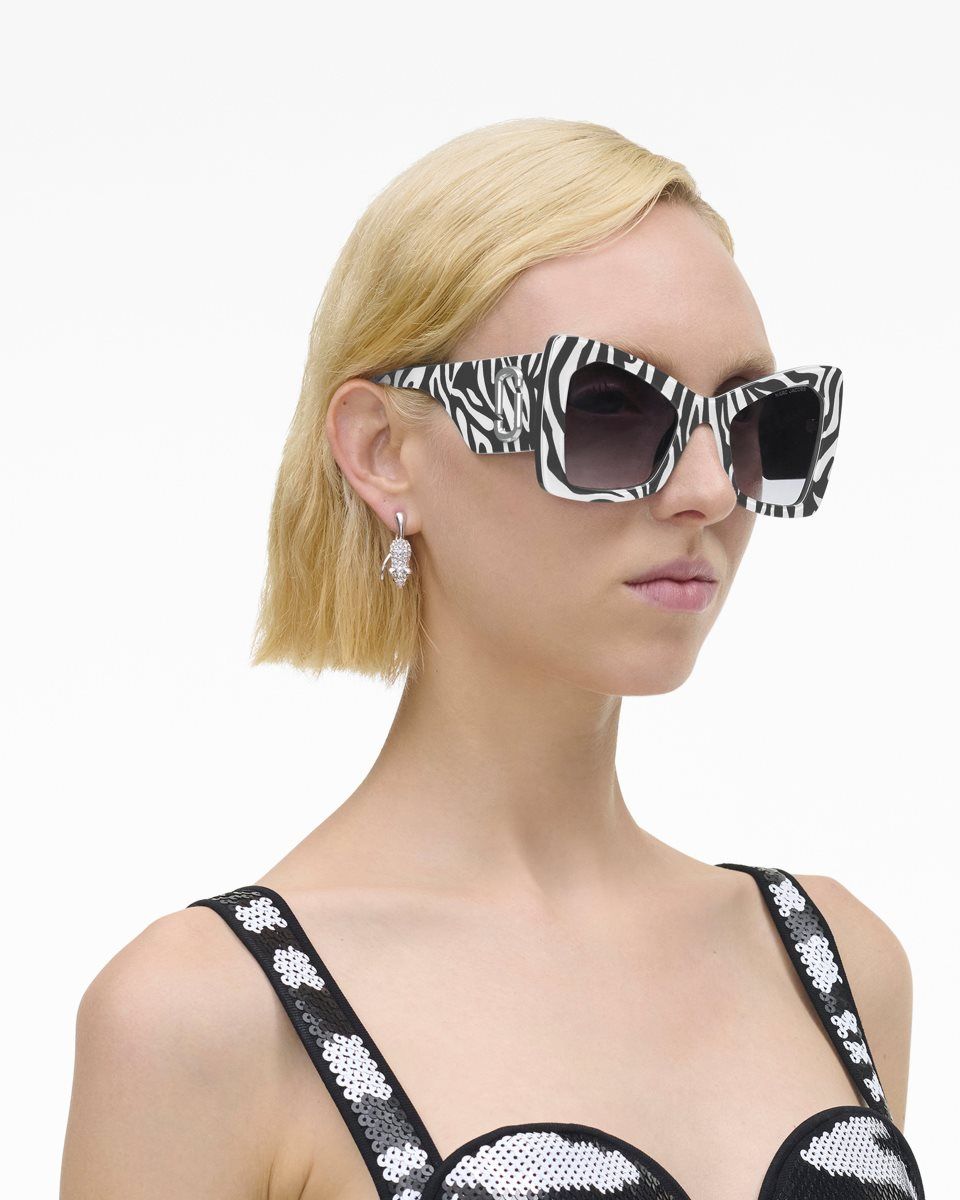 Black / White Marc Jacobs The J Marc Oversized Cat Eye Sunglasses | 150LZFDBK