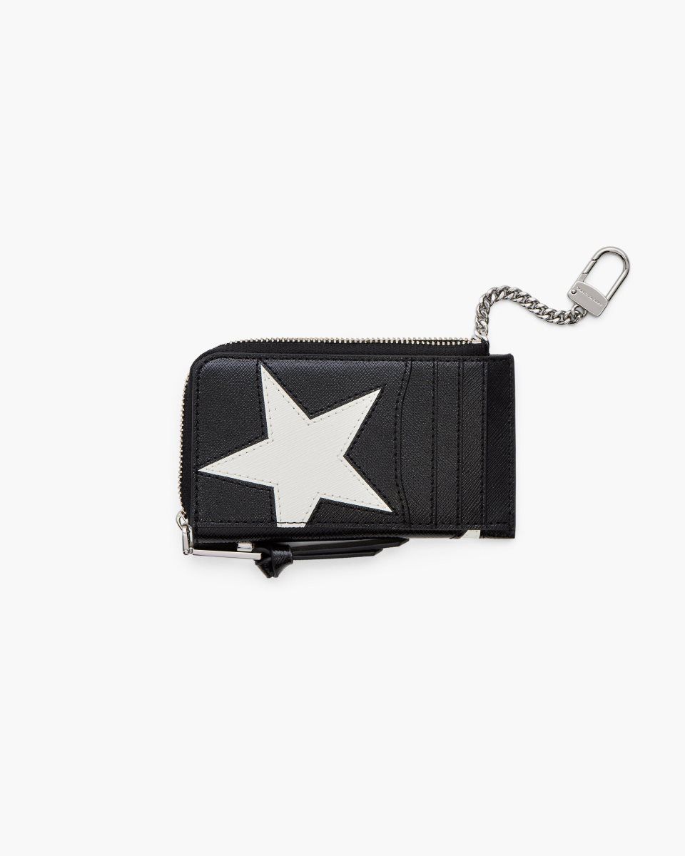 Black / White Marc Jacobs The Star Patchwork Top Zip Multi Wallet | 426ALJMWI