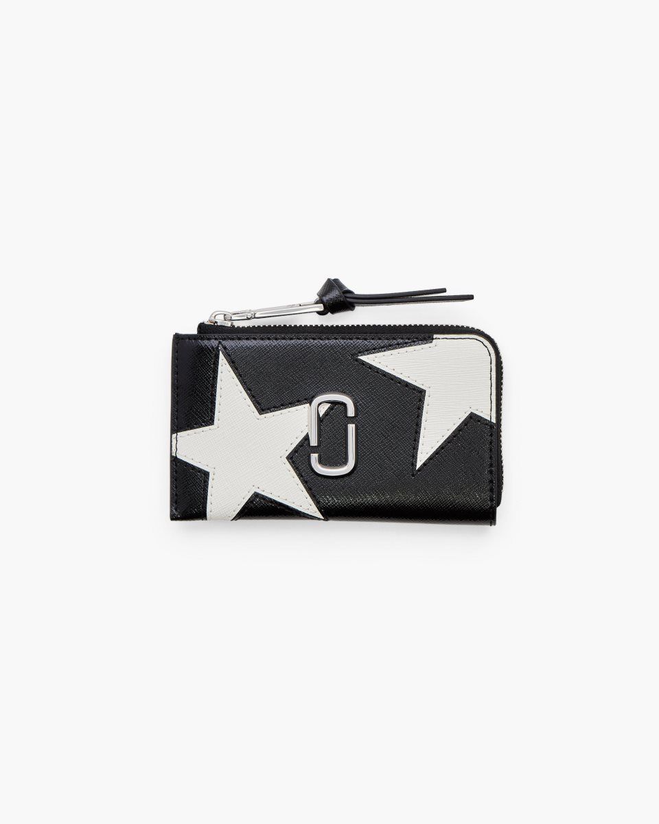 Black / White Marc Jacobs The Star Patchwork Top Zip Multi Wallet | 426ALJMWI