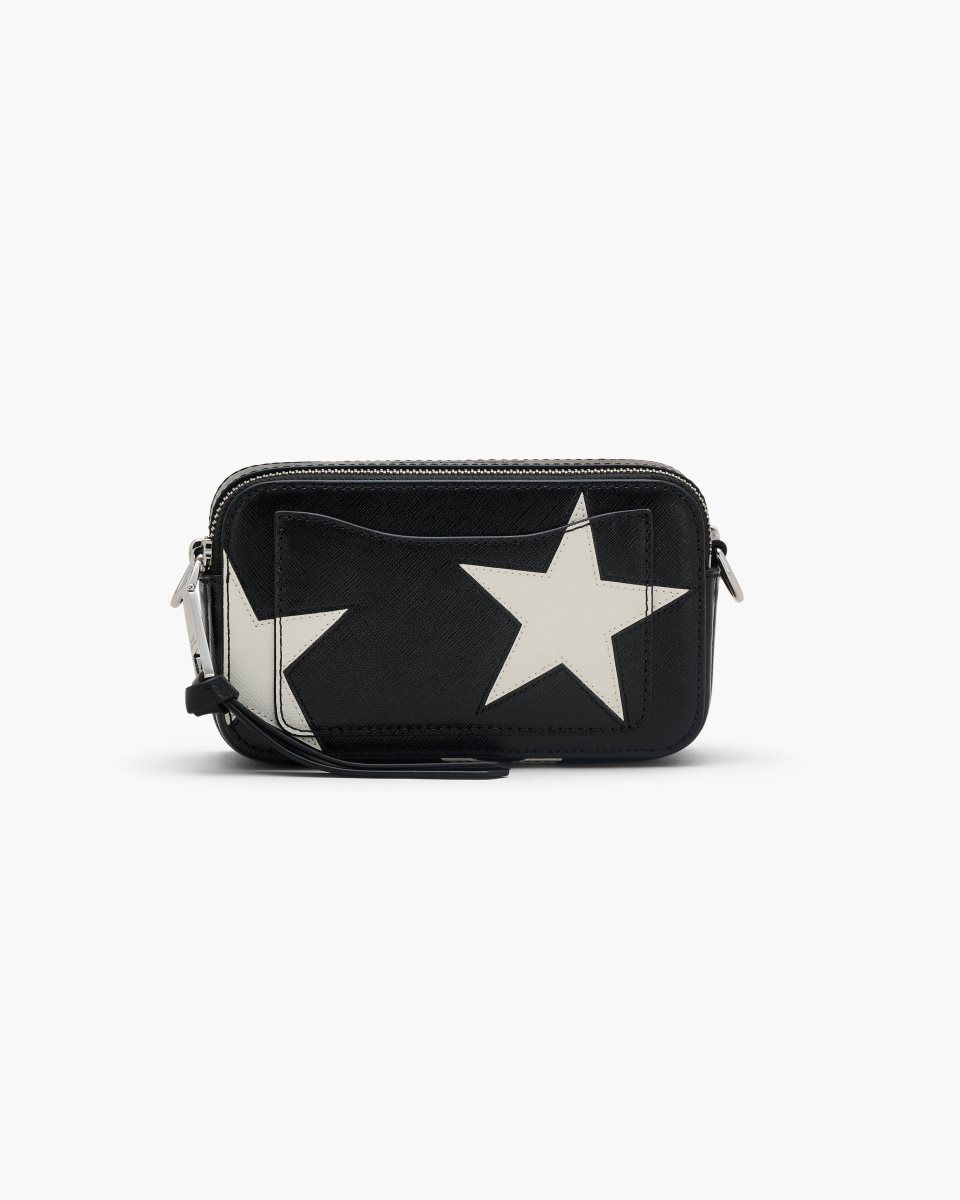 Black / White Marc Jacobs The Star Patchwork Leather Snapshot | 867KOTEYR